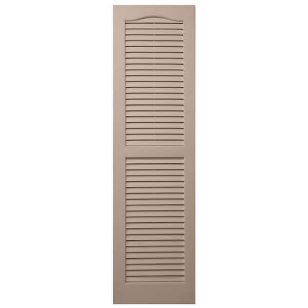 14.5 in. W x 54.5 in. H Polypropylene Sandstone Louvered Exterior Shutters