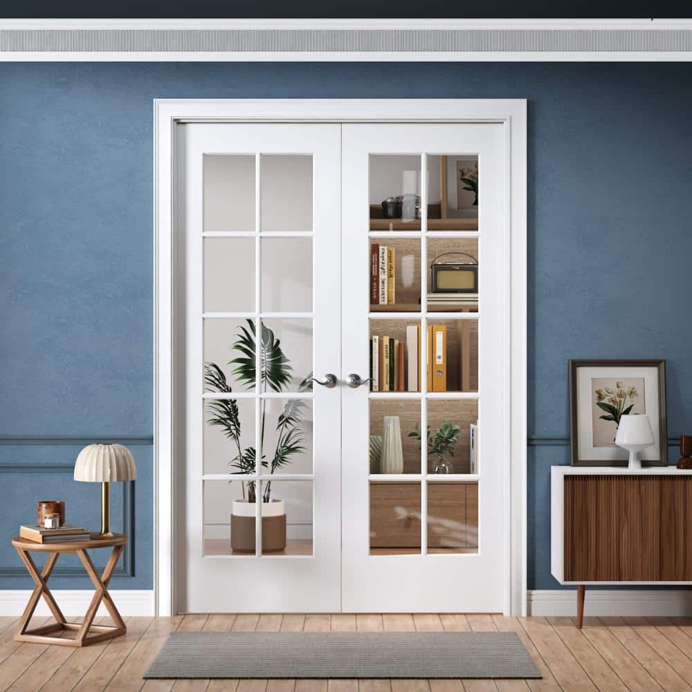 56 in. x 80 in. Ready-to-Prehung Interior Double French Door 10-Lite Clear Glass Solid Core White Primed with Jamb Kit price history on PriceWatchPro