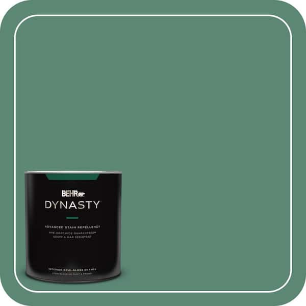 BEHR DYNASTY 1 qt. #MQ6-43 Dark Jade One-Coat Hide Semi-Gloss Enamel Interior Stain-Blocking Paint and Primer