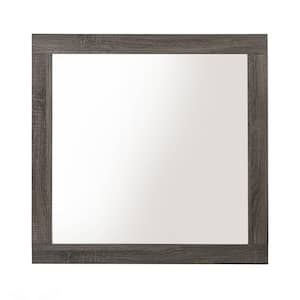 Avantika 35 in. x 2 in. Modern Square Rustic Gray Framed Oak Mirror