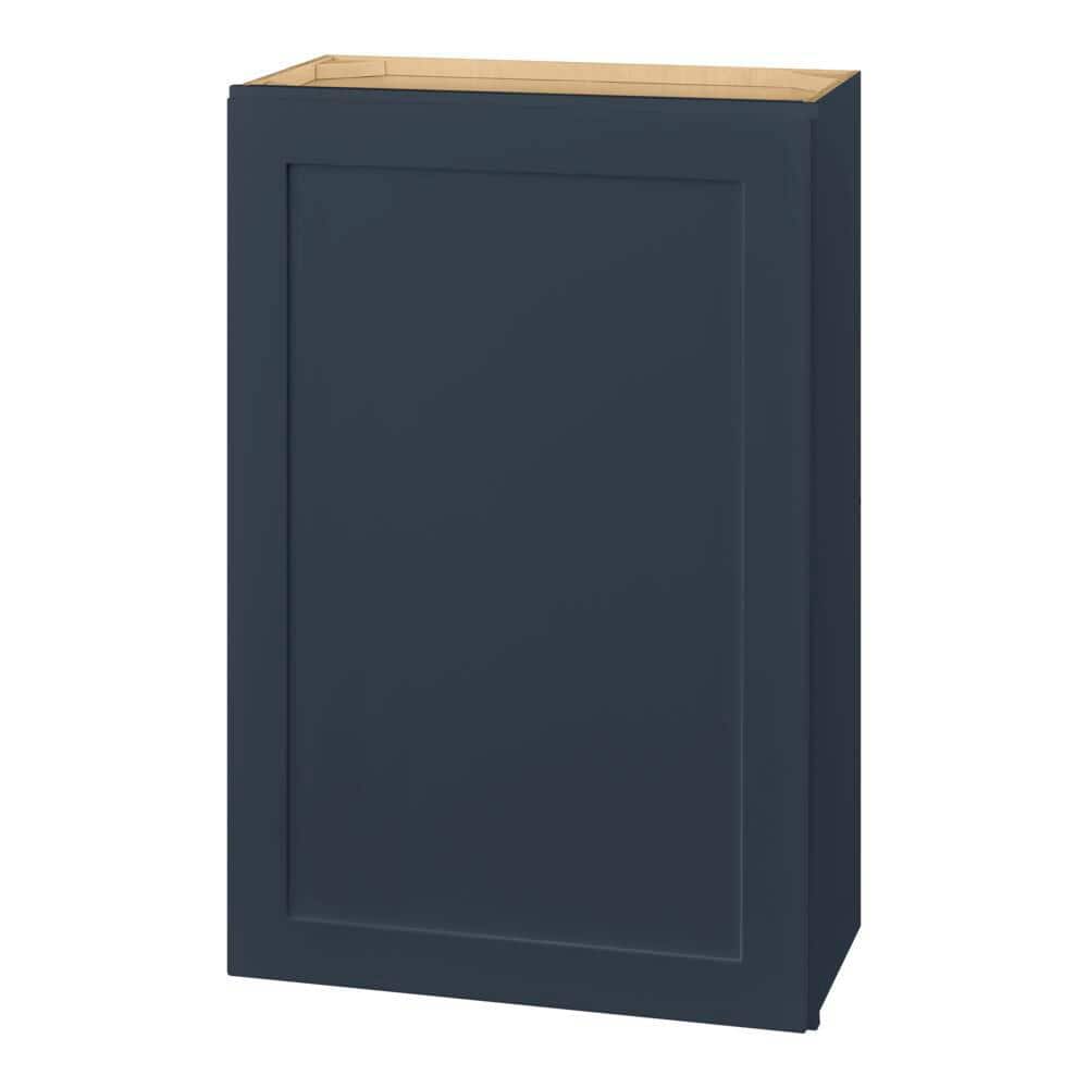 avondale 24 in. w x 12 in. d x 36 in. h ready to assemble plywood shaker wall kitchen cabinet in ink blue