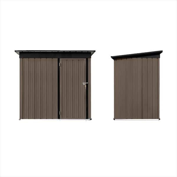 5 ft. W x 3.7 ft. D Brown Metal Shed with Hinged Door and Padlock for Garden Tools, and Equipment (18 sq. ft.)