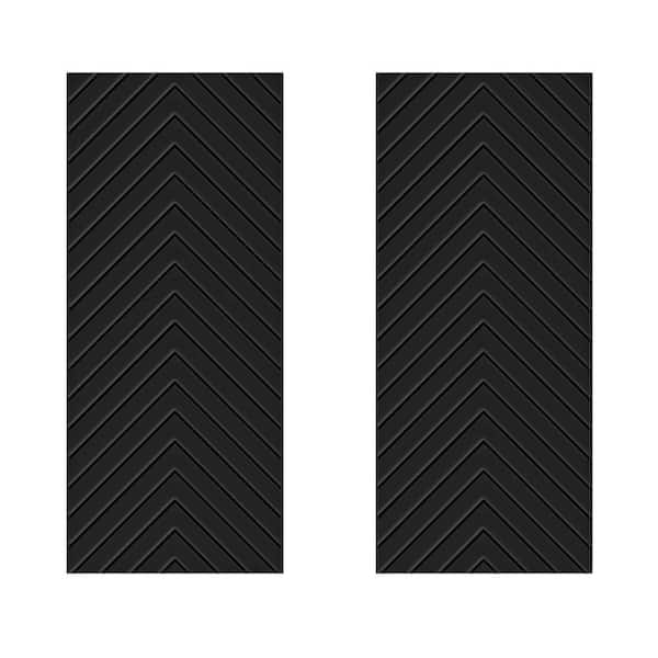 CALHOME 48 in. x 80 in. Hollow Core Black Painted Composite MDF Interior Double Closet Sliding Doors