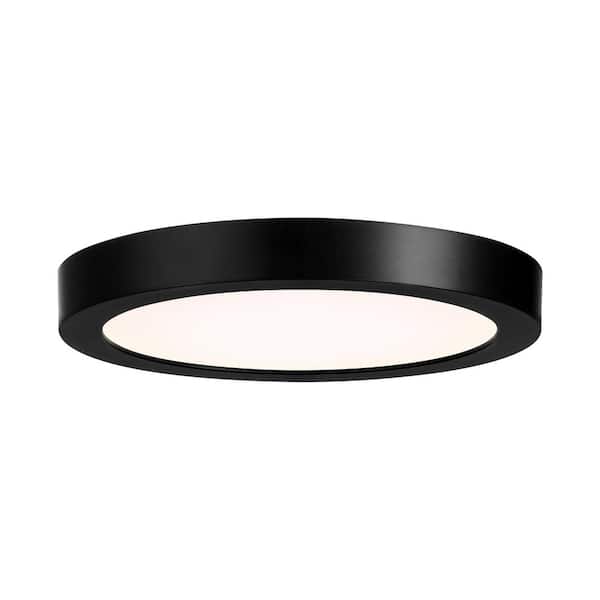 7 in. 15-Watt Modern Black Integrated LED Flush Mount with Clear Shade