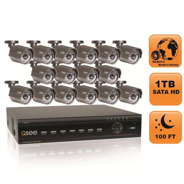 Q-SEE Advanced Series 16 CH 1 TB Hard Drive Surveillance System with 16 600 TVL Cameras-DISCONTINUED