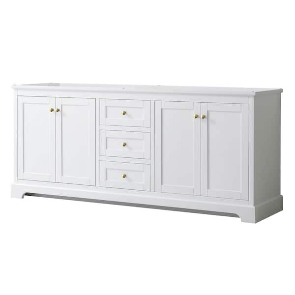 Wyndham Collection Avery 79 in. W x 21.75 in. D x 34.25 in. H Bath Vanity Cabinet without Top in White