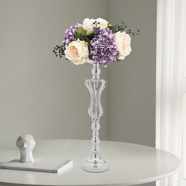 Metal Engraved Indoor Flower Vase, Size: Medium, Shape: Round