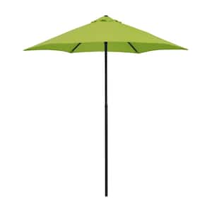 7.5 ft. Steel Market Patio Umbrella Push-Button Open and Tilt in Lime Green Polyester