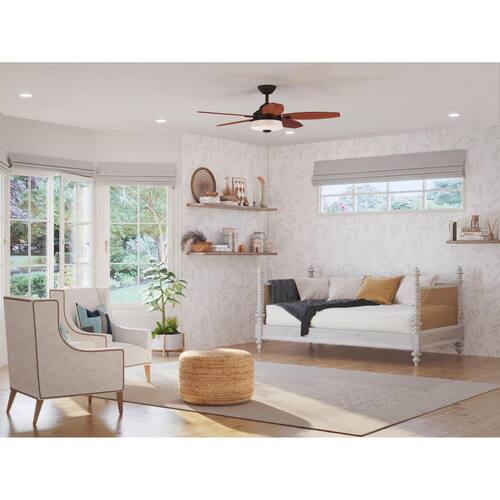 Graceful 54 in. Indoor Integrated LED Antique Bronze Global Ceiling Fan with Remote for Living Room and Bedroom Ceiling Fans With Lights