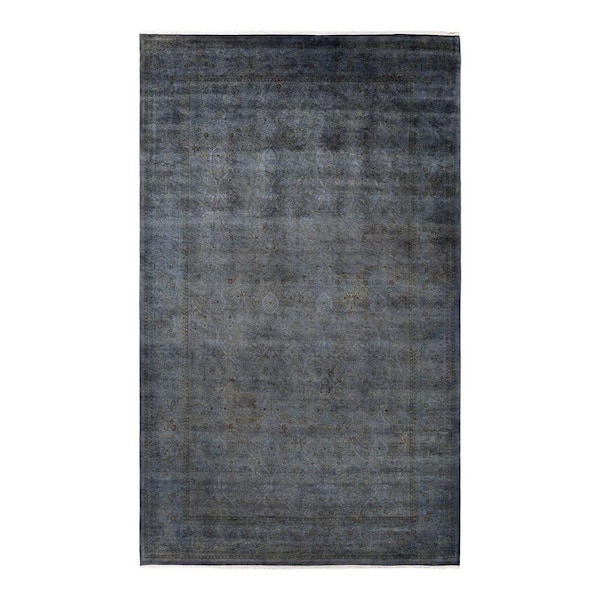 Overdyed Gray 8 ft. x 14 ft. Solid Wool Indoor Area Rug