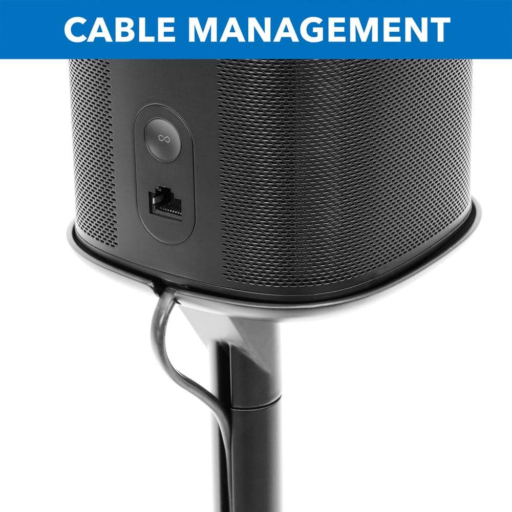 Matte Black Aluminum and Steel Speaker Floor Stand with Cable Management