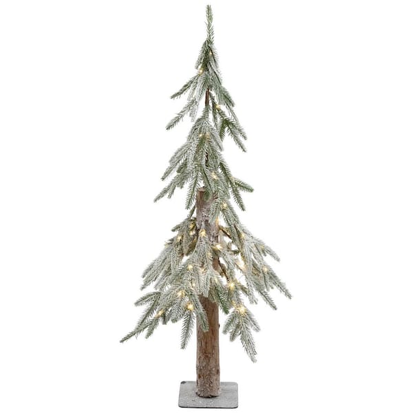 Pre-Lit Flocked Battery Operated Alpine Artificial Christmas Tree-3 ft.Clear LED Lights