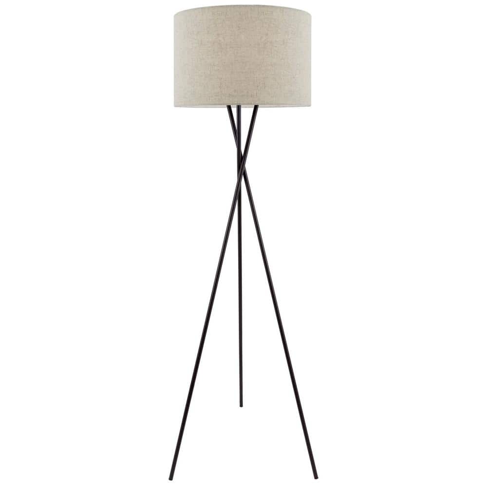 Sadie 60'' Oil-Rubbed Bronze Tripod Floor Lamp with Honey Beige Shade