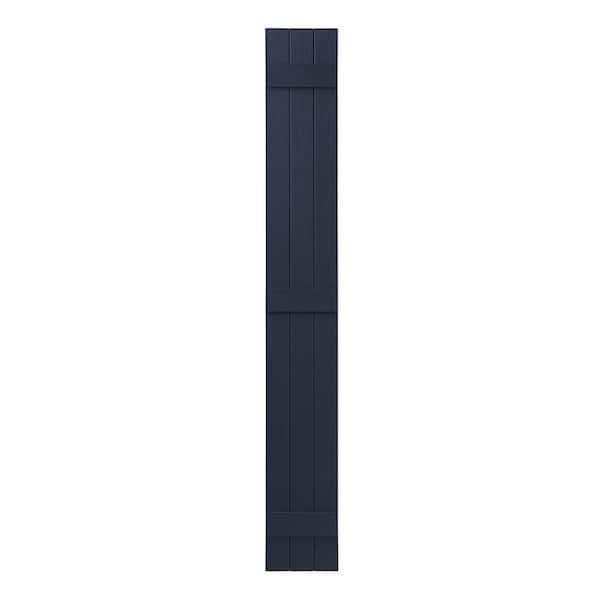 Ply Gem 11 in. x 71 in. Polypropylene Plastic 3-Board Closed Board and Batten Shutters Pair in Dark Navy