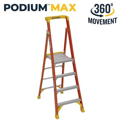 4 ft. Fiberglass Podium Step Ladder (10 ft. Reach), 300 lbs. Type IA Duty Rating