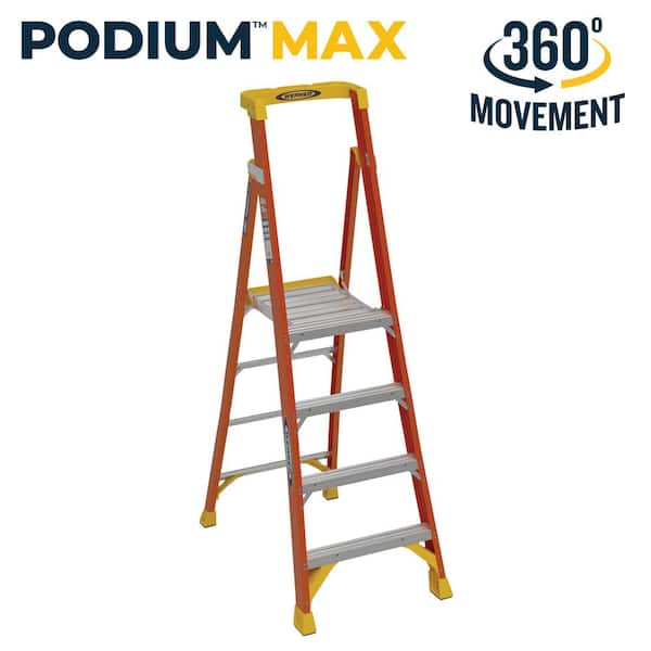 Werner 4 ft. Fiberglass Podium Step Ladder (10 ft. Reach), 300 lbs. Type IA Duty Rating