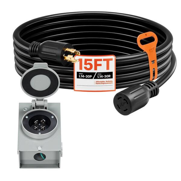 GIVIMO 15 ft. SJTW 10 AWG 30 Amp 125 250V NEMA L14-30P to L14-30R