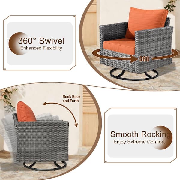 XIZZI Moonrise Gray 8-Piece Wicker Patio Rectangular Fire Pit Set