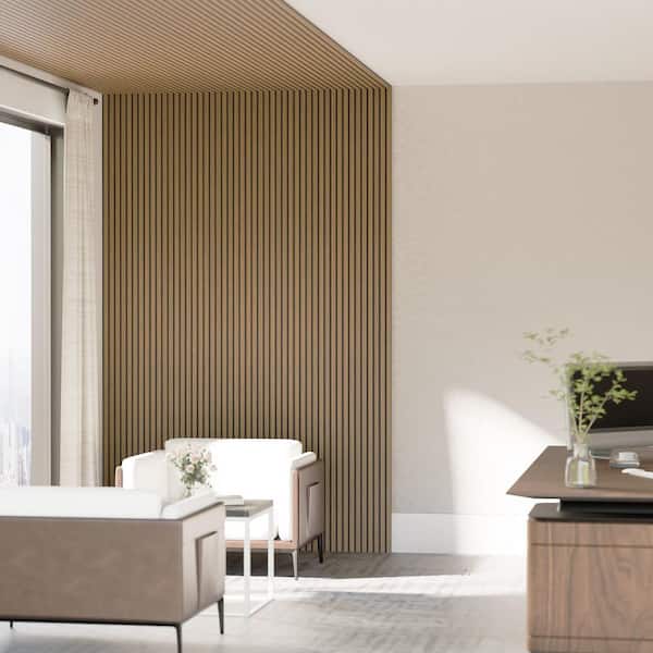 Lirago 94.5 in. x 11.8 in. Light Brown Wood Soundproofing Wall