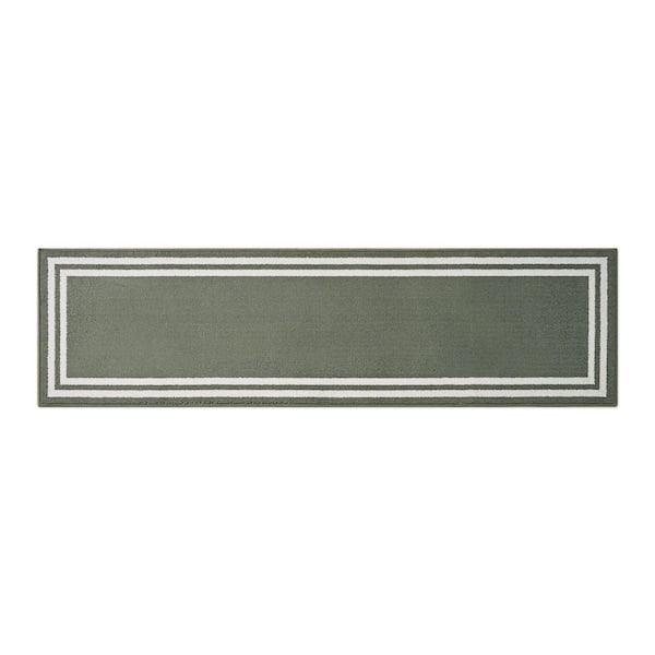 Debbie Double Border 2-Tone Ivory/Sage 2 ft. x 6 ft. Tufted Border Polypropylene Runner Rug