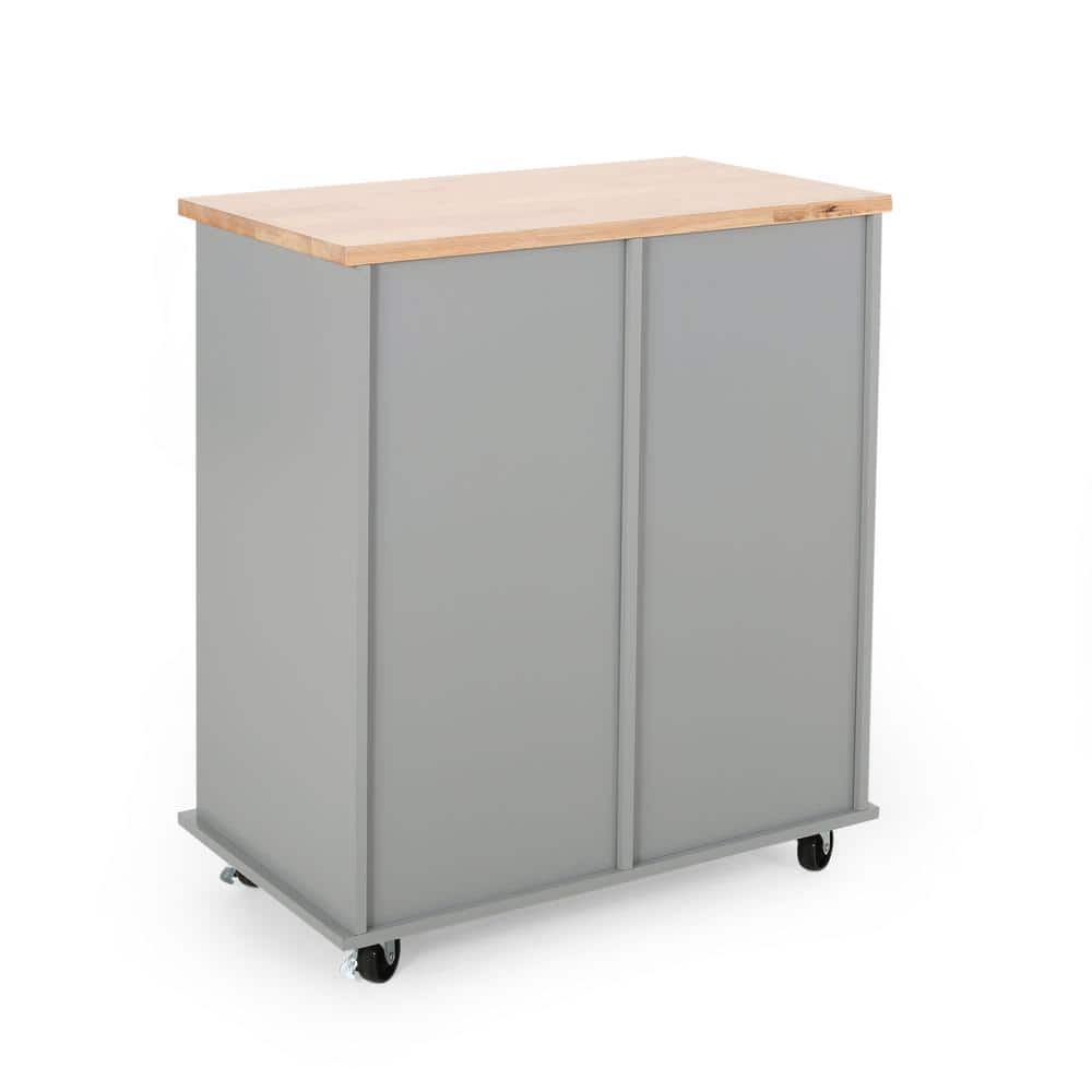 Contemporary Rectangular Kitchen Cart with Natural Wood Finish and Storage