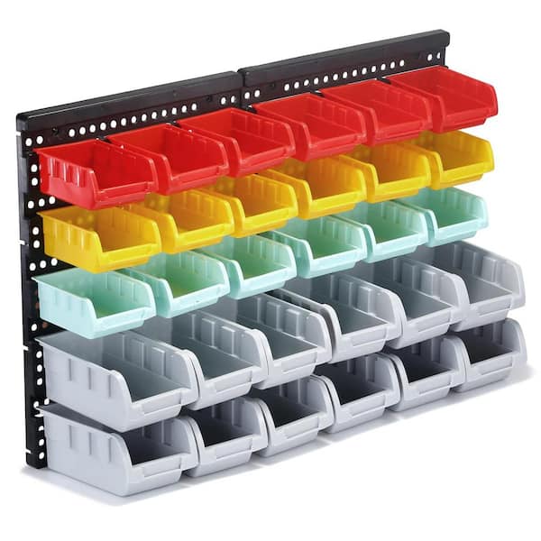 Angel Sar 30-Piece Bin Organizer Garage Plastic Shop Tool for Storage, multicolor