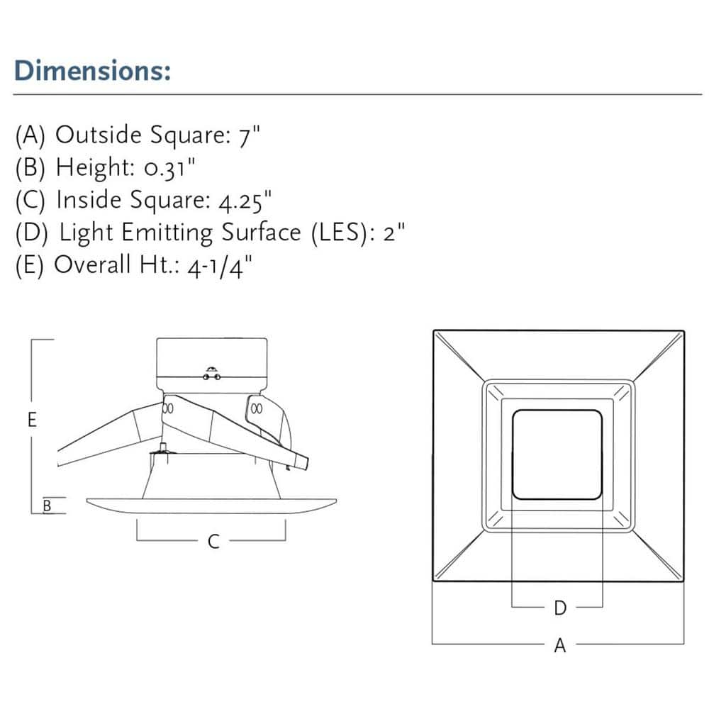 6" Brushed Nickel LED Square Recessed Trim