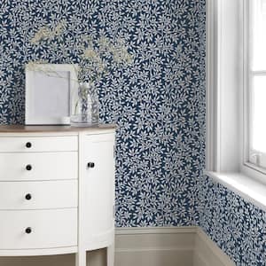 French Blue Vintage Vine Vinyl Peel and Stick Wallpaper Roll (Covers 28 sq. ft.)