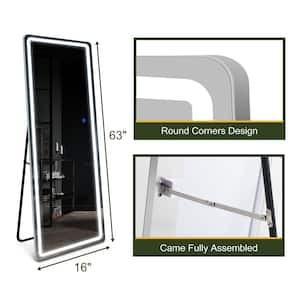 16 in. W x 63 in. H Modern Rectangle Aluminium Alloy Frameless Silver Full Length Mirror With Rounded Corner