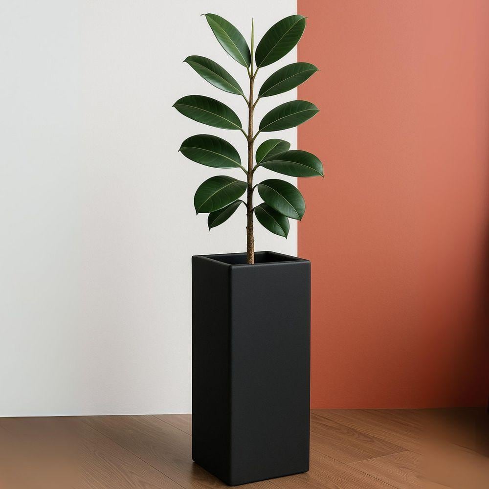 Leisuremod Terra 27 in. High Fiberstone Garden Pots, Modern Tall