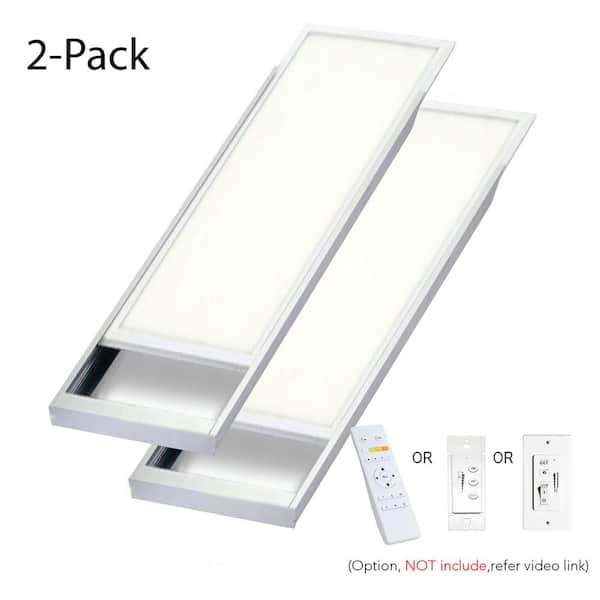 1 ft. x 4 ft. 400W Equivalent 4200LM Dimmable CCT White Integrated LED Panel Light Flush Mount Troffer w/ Frames (2-PK)