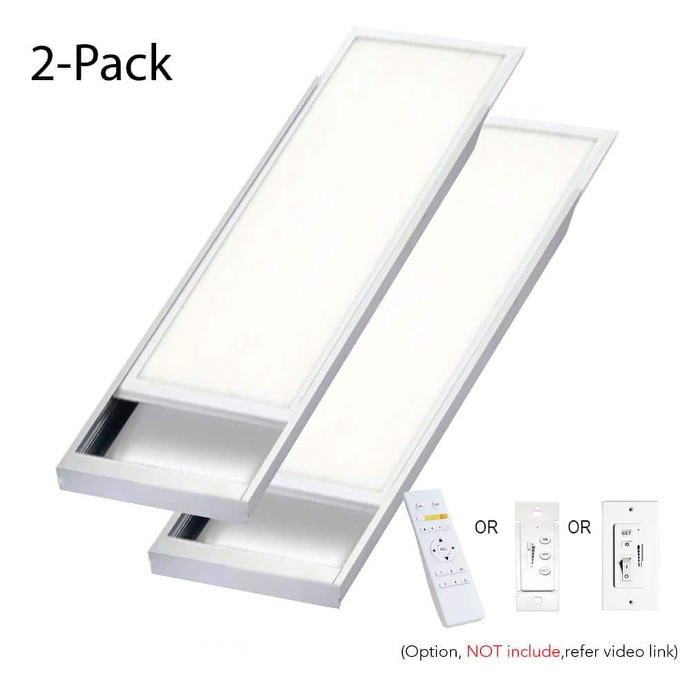 1 ft. x 4 ft. 400W Equivalent 4200LM Dimmable CCT White Integrated LED Panel Light Flush Mount Troffer w/ Frames (2-PK) price history on PriceWatchPro