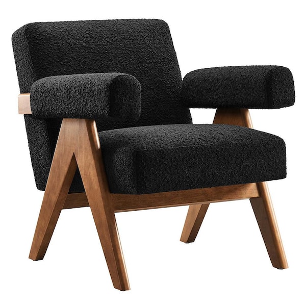 Lyra Boucle Fabric Armchair in Black