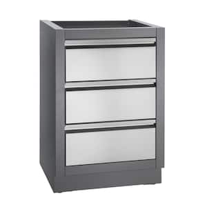 OASIS 2-Drawer Powder Coated Steel 24 in. x 24 in. x 35.5 in. Outdoor Kitchen Cabinet