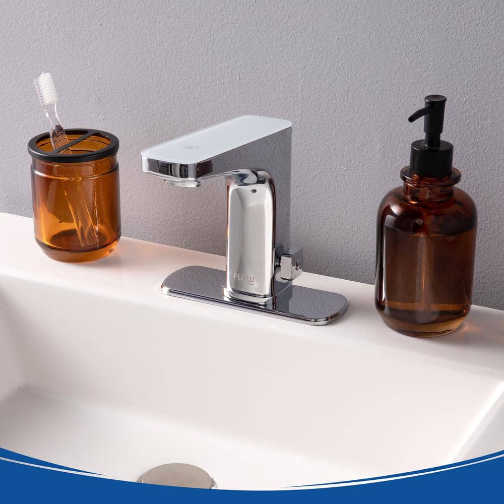 Chrome Touchless Bathroom Faucet with Drain Assembly