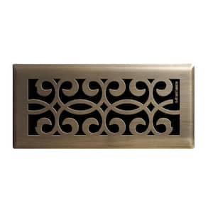 3.75 x 13.75 Overall 2 x 12 HVAC Vent Cover Antique Brass Plated Mission Register with Damper