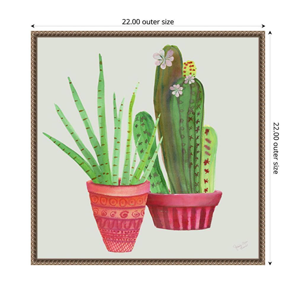Succulent Symphony IV Watercolor Canvas Print with Bronze Frame