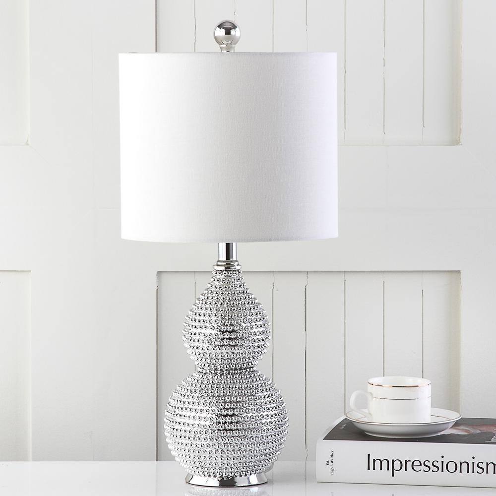 Clarabel Silver 20-Inch Table Lamp with Off-White Shade