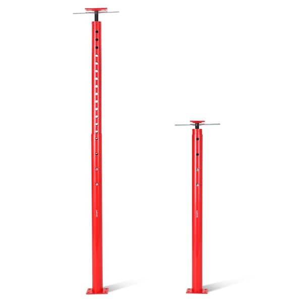 Heavy Duty Adjustable Steel Jack Posts 2 Pack 18,000 lbs Capacity Telescopic Floor Support 53-93in Red