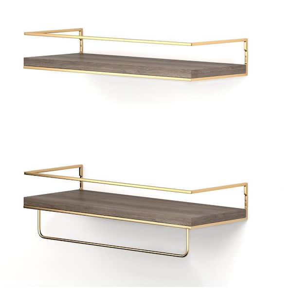 16 in. x 6 in. x 4 in. Brown Floating Shelf (Set of 2) FS10148 The Home Depot