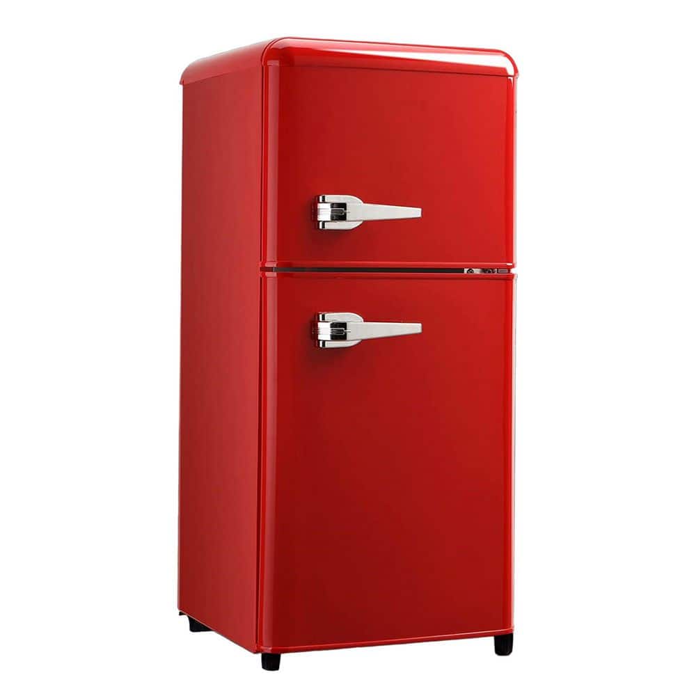 JEREMY CASS 3.5 cu. ft. Retro Mini Refrigerator in Red with Top