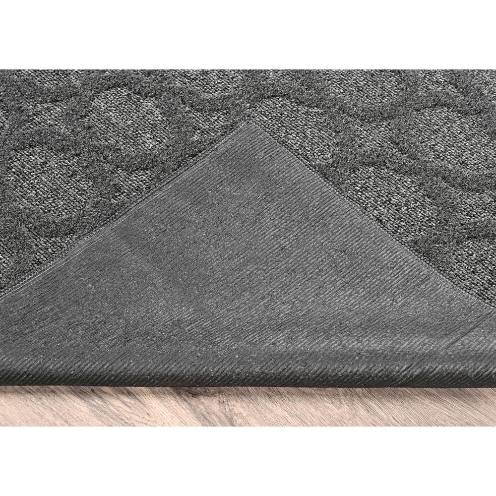 Gray Stripe Synthetic Flat Woven 6' x 9' Outdoor Rug