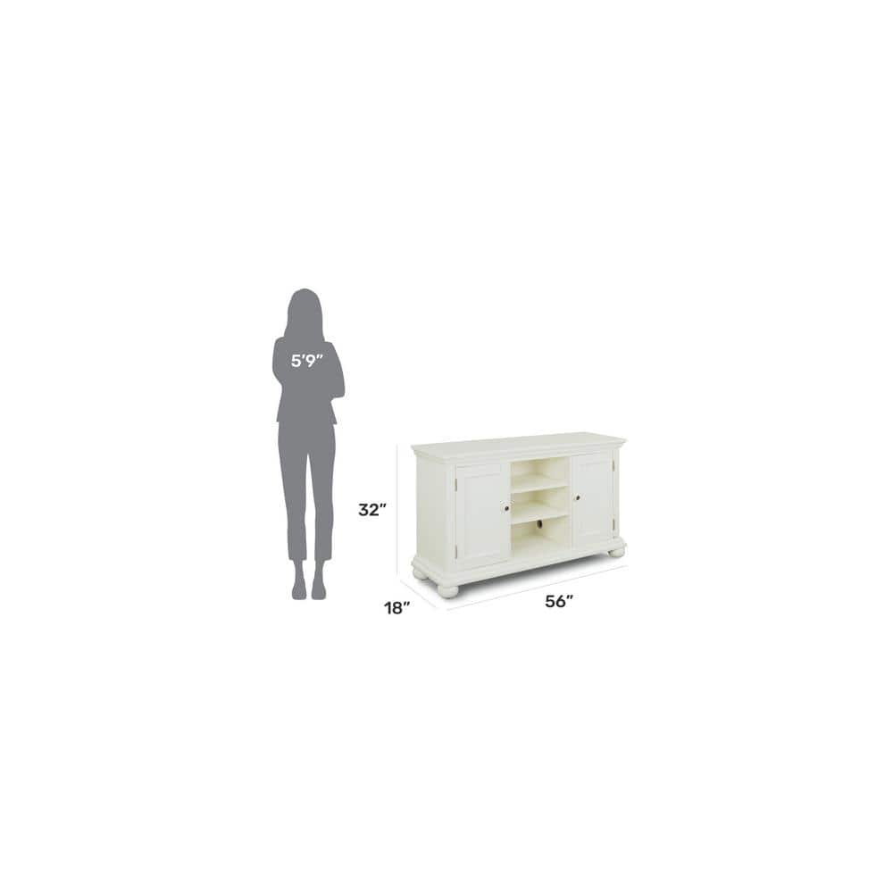 Dover 56" White Poplar Entertainment Center with Adjustable Shelves