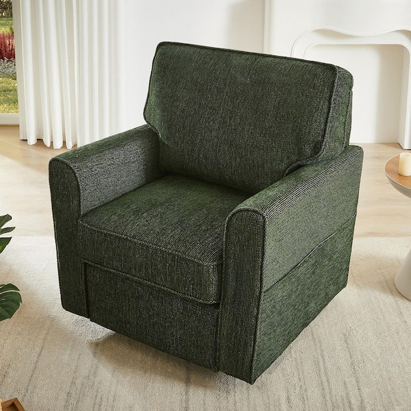 360° Green Swivel Armchair with Side Pockets