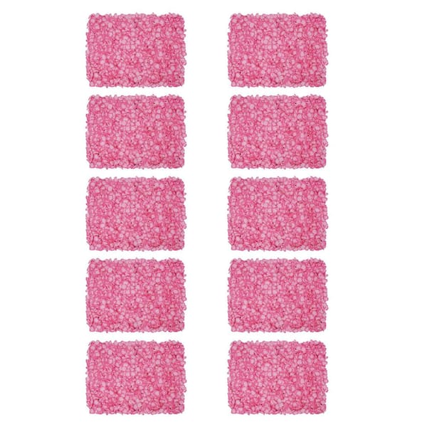 YIYIBYUS Pink 23 .6 in. x 15.7 in. Artificial Floral Wall Panel Silk Hydrangea Backdrop Decor 10-Pieces