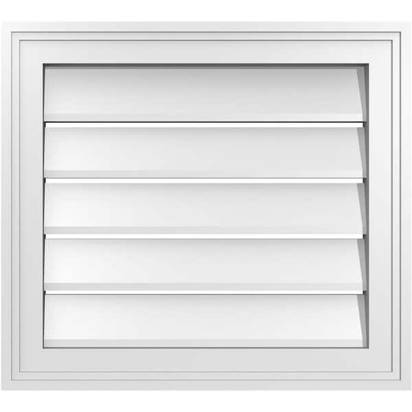 Ekena Millwork 20" x 18" Vertical Surface Mount PVC Gable Vent: Functional with Brickmould Frame