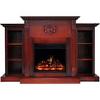 Sanoma 72 in. Electric Fireplace Heater in Cherry with Mantel, Bookshelves, Enhanced Log Display and Remote