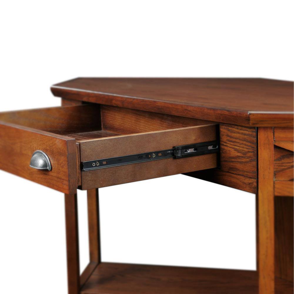 Mission-Inspired Burnished Oak Corner Desk with Keyboard Tray
