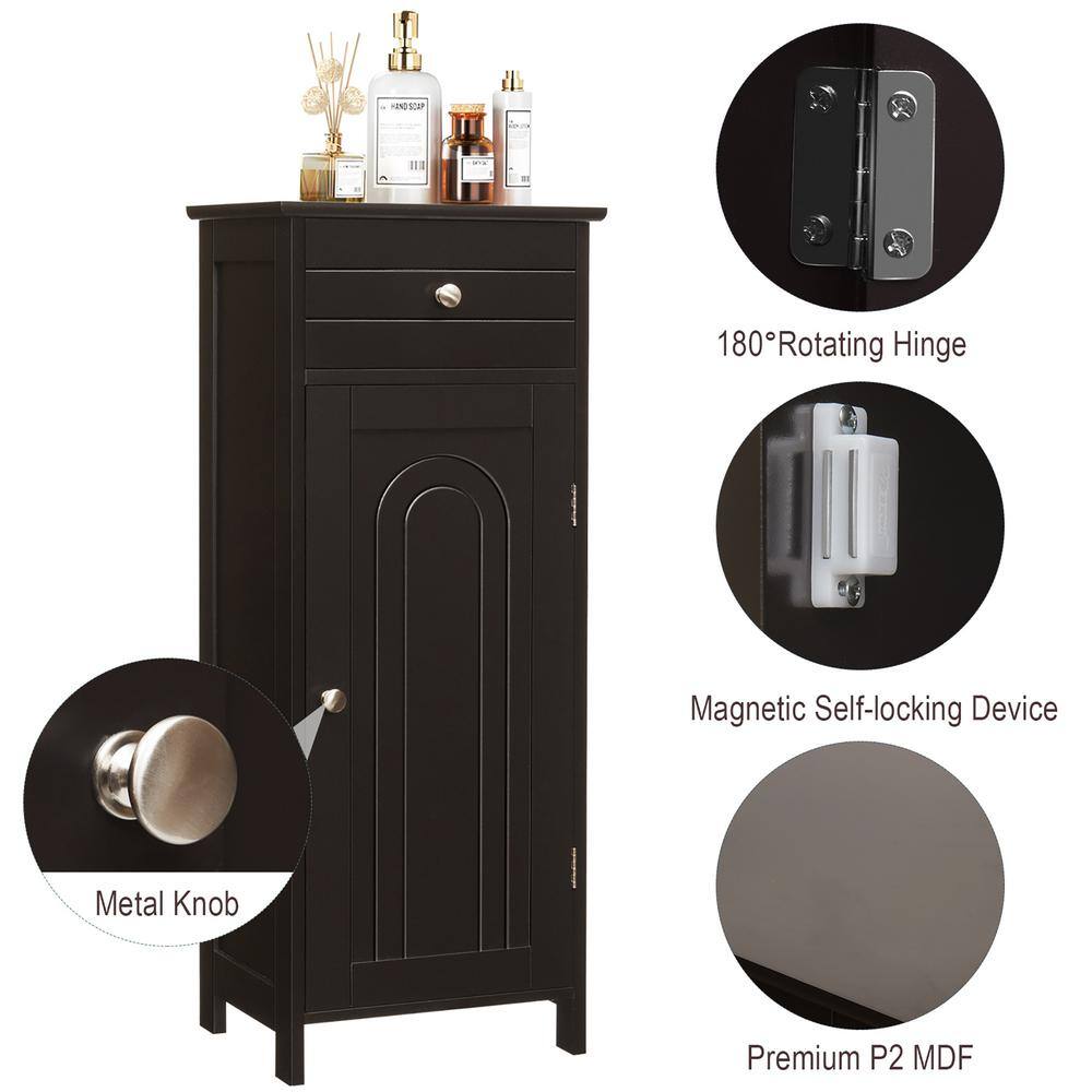 Abilene Dark Brown Bathroom Floor Cabinet with Adjustable Shelves