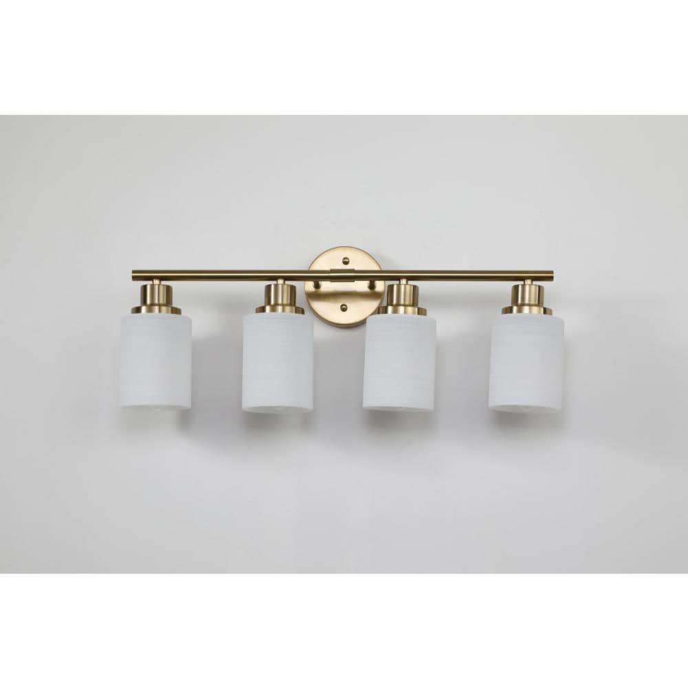 24 2/5 in. 4 Light Golden Bathroom Vanity Light Fixture with Glass Shade (No Bulbs) price history on PriceWatchPro